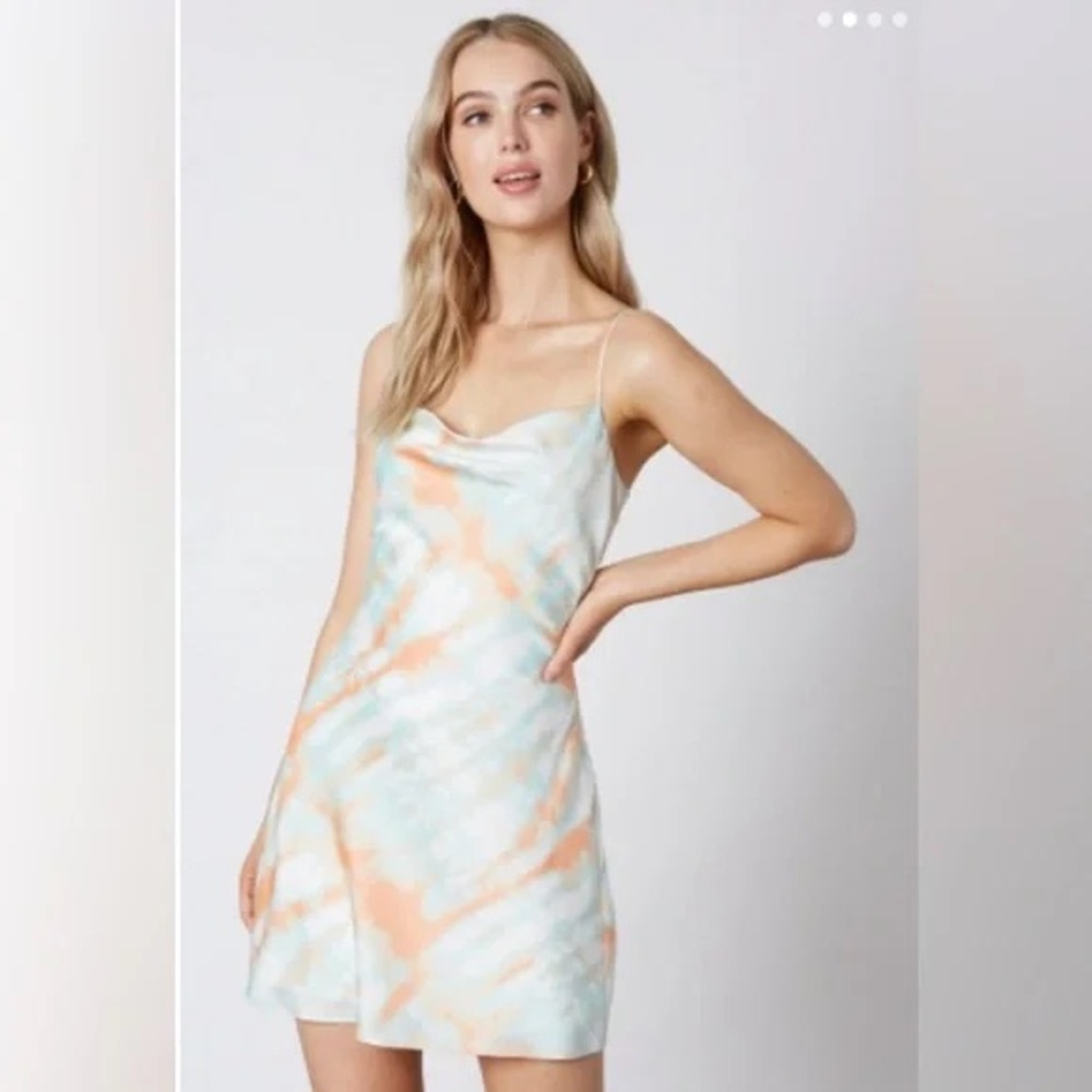 NWT! Cotton Candy LA (M) Tie Dye Cowl Neck Dress- Back Cutout, Mini Dress, Party